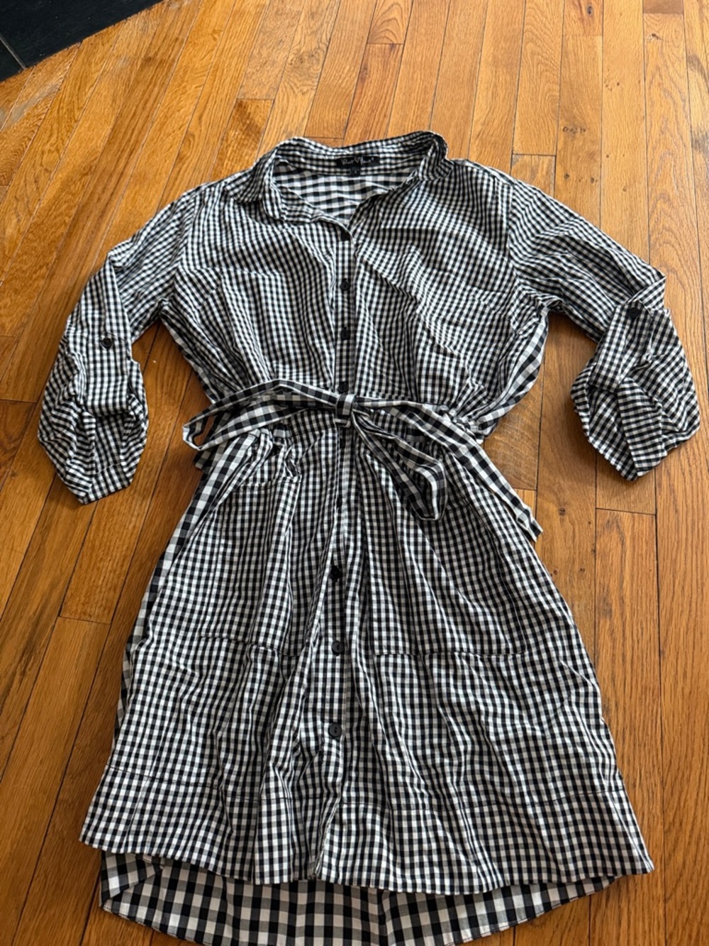 Velvet Heart Black and White Gingham Midi Shirt Dress